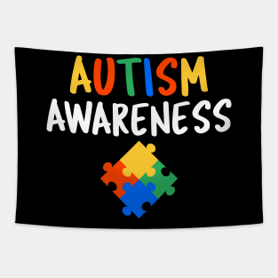 Cute Autism Awareness Colorful Puzzle Tapestry