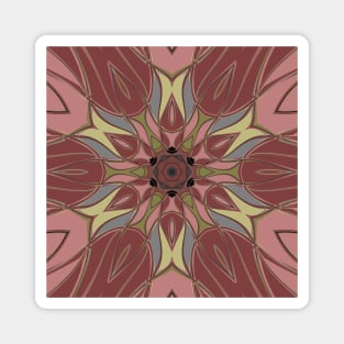 Cartoon Mandala Flower Pink and Yellow Magnet