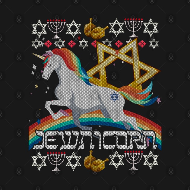 Jewnicorn Unicorn Ugly Hanukkah Chanukah - Funny Jewish by HBart