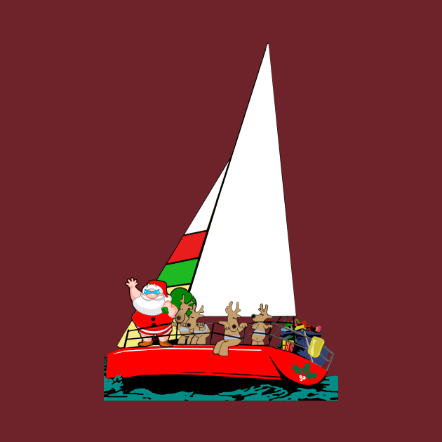 Santa Sailing at Christmas by Sailfaster Designs