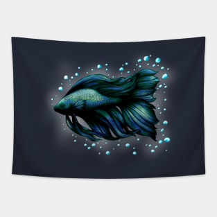 Blue Siamese Fighting Fish (Betta Splendens) Tapestry