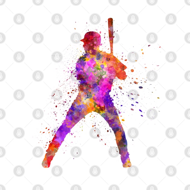 Baseball player in watercolor by PaulrommerArt