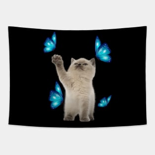 Cute White Cat With Butterfly Cat adoption For Cat Lover Tapestry