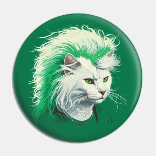 80s Metal Cat With Mullet Pin