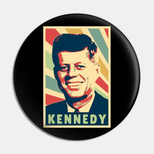 John F Kennedy Vintage Colors Pin by Nerd_art