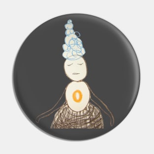 quirky blue hairdo charcter Pin