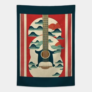 Acoustic Guitar Japanese Style Abstract Artwork Tapestry