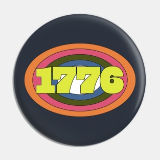 Yellow Year 1776 Rainbow Ellipse Vintage Typography Pin