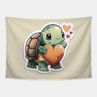 Cute Turtle valentines theme - hearts Tapestry