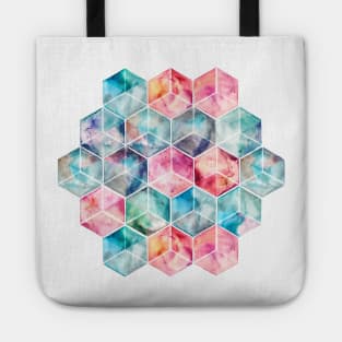 Translucent Watercolor Hexagon Cubes Tote