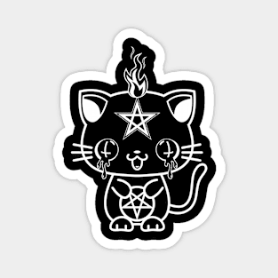 Satanic kawaii kittie cat in black and white Magnet