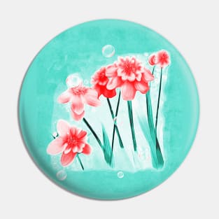Classic Flowers, Bubbles and Gem Drop Pin