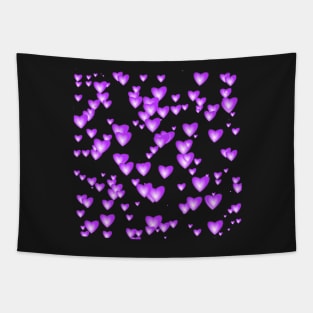 Tiny Purple Passion Hearts on Black Tapestry