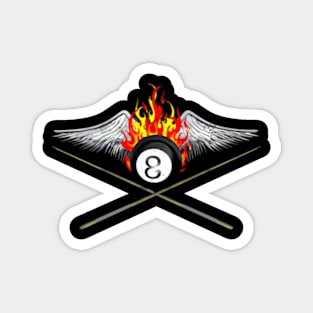 Billiards Player And Flaming 8 Ball Magnet