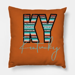 KY Aztec Colors Cow Hide Print Kentucky Pillow