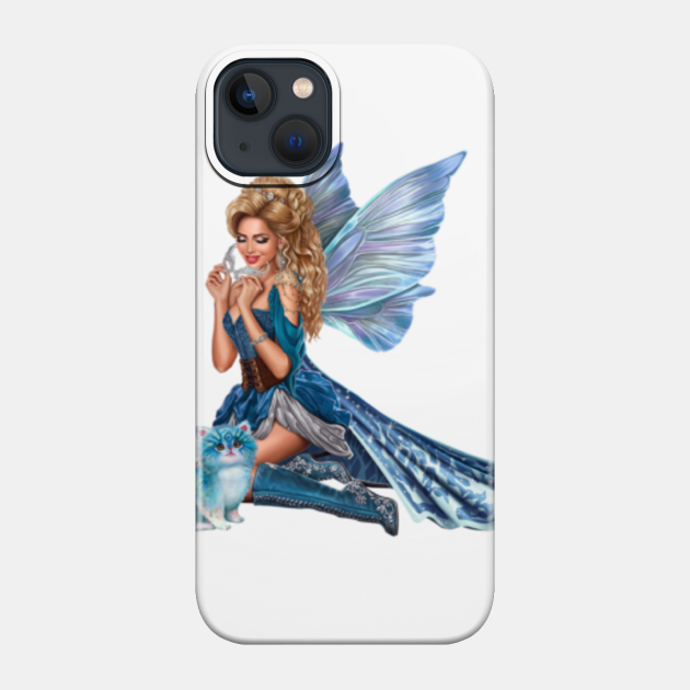 Blue Fairy and Blue Cat, Fantasy, Magic - Fairy - Phone Case