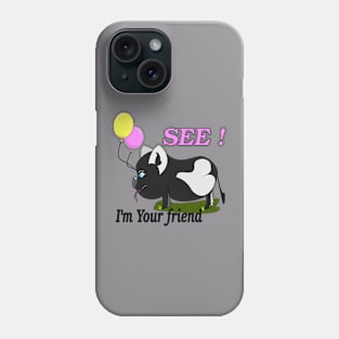 Black piglet with heart and colorful ballons Phone Case