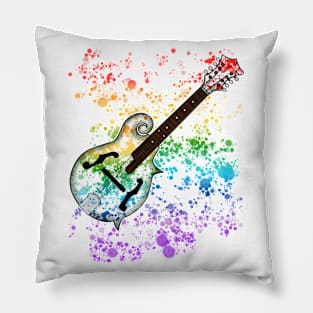 Mandolin Mandolinist Rainbow Colours Folk Musician Pillow