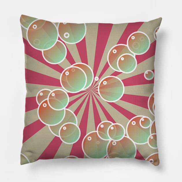 Bubbles on radial background Pillow by Gaspar Avila