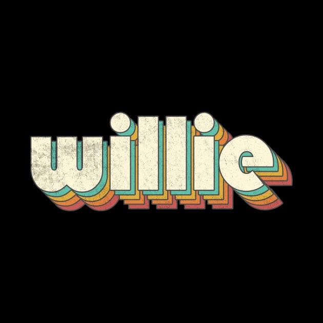 Retro Vintage Rainbow Willie Letters Distressed Style by Cables Skull Design