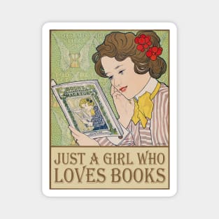 Just A Girl Who Loves Books, Vintage Style Magnet