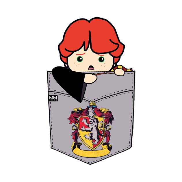 Scared Boy Red Head POUCHIE SHIRT - In Pocket by MMTees