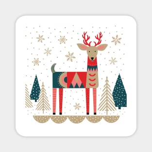 Holiday Reindeer with geometric shapes Magnet