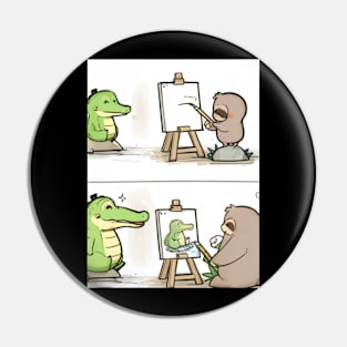 funny sloth drawing crocodile Pin