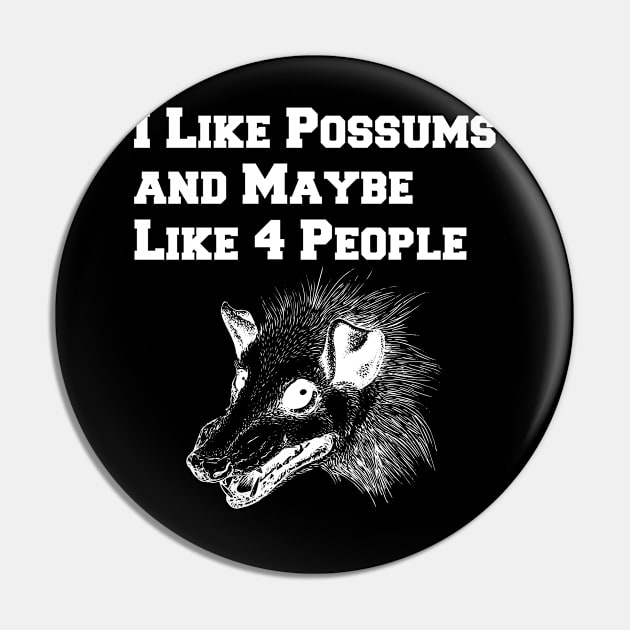 I Like Possums And Maybe Like 4 People, Funny Opossum Pin by lightbulbmcoc