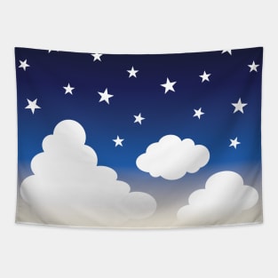 Clouds | Stars | Gradient | White Blue Yellow | Dark Tapestry