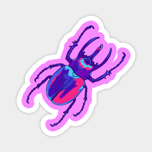 Violet and pink rhinoceros beetle illustration Magnet