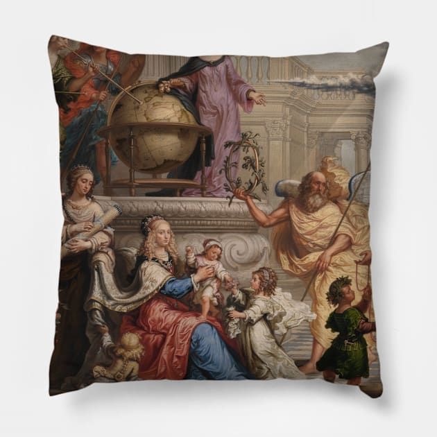 Allegorical Adoration of the Birth of a Prince by Johannes Ykens Pillow by Classic Art Stall