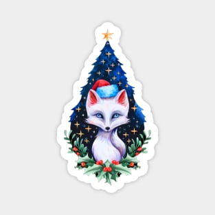 Christmas Fox in Santa's Hat Merry Christmas Magnet