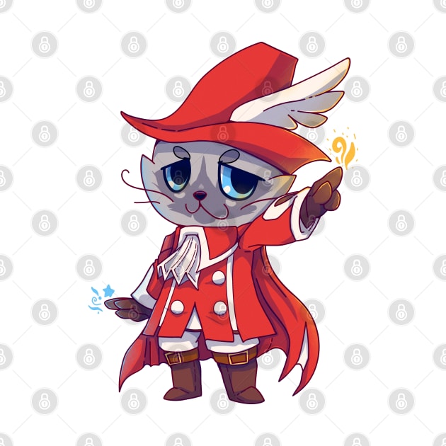 Red mage Fantasy Cat by TechraNova