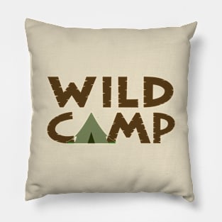 WILD CAMP Typography+Tent Illustration Pillow