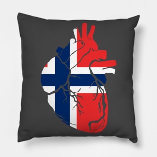 Anatomical heart design, Norwegian flag Pillow