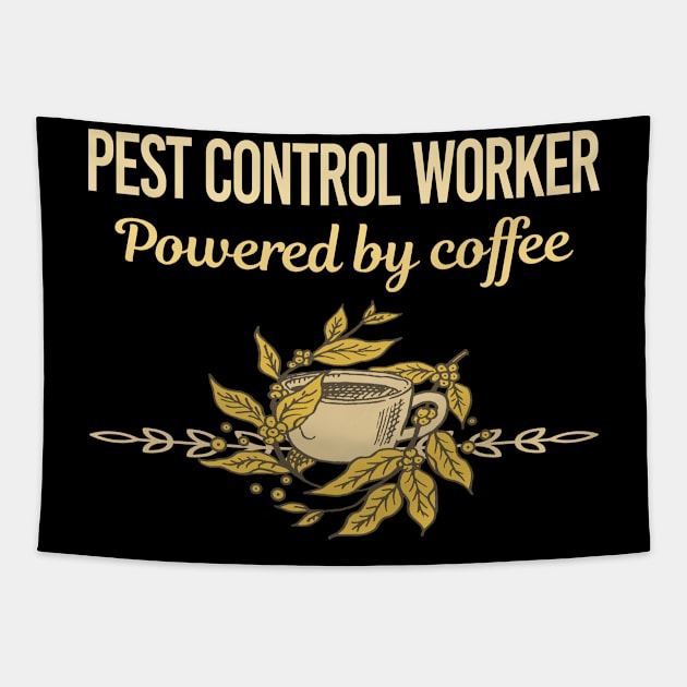 Powered By Coffee Pest Control Worker Tapestry by Hanh Tay