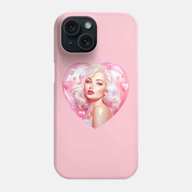 Beautiful Barbie with glossy shiny heart Phone Case by Violet77 Studio