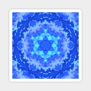 Psychedelic Kaleidoscope Blue Snowflake Magnet