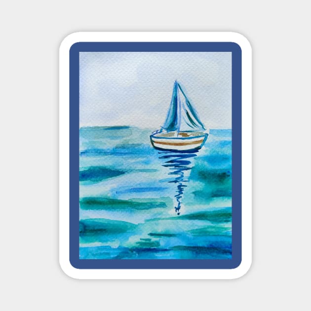 Seascape postcard in watercolours Magnet by Ala Lopatniov