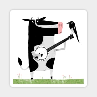 Banjo Cow with magpie Magnet