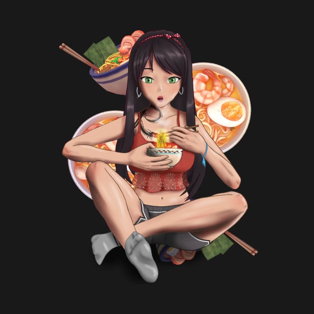 Anime Girl and Ramen | Anime Girl and Foods Collection Item -2 by Rendigart