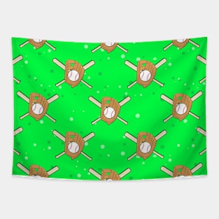 Baseball Symbols - Seamless Pattern on Green  Background Tapestry