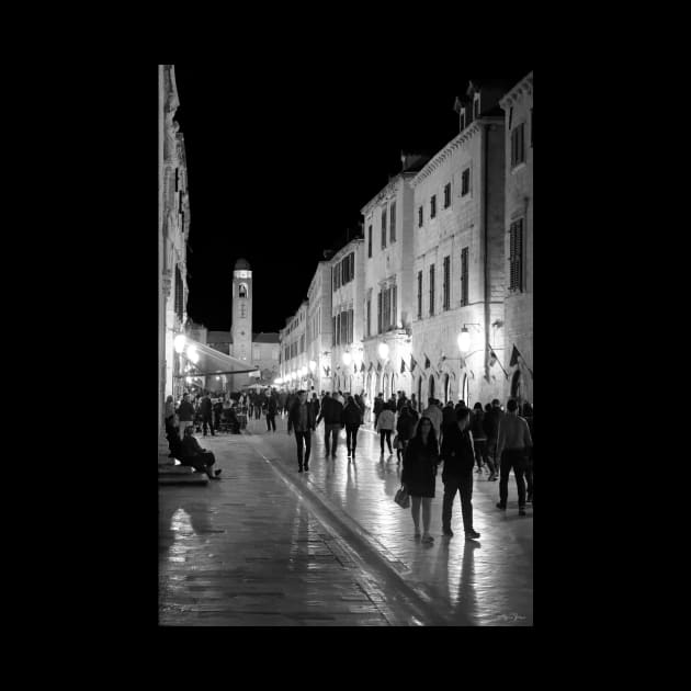 The Dubrovnik Stradun at Night - BW by BrianPShaw