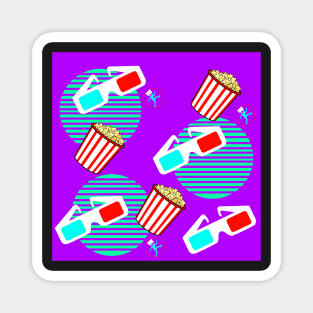 Retro Polarized 3d Glasses and Buttered Popcorn Synthwave Magnet