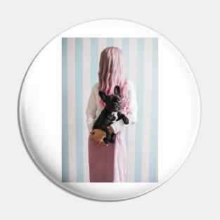 Girl and Dog Pin