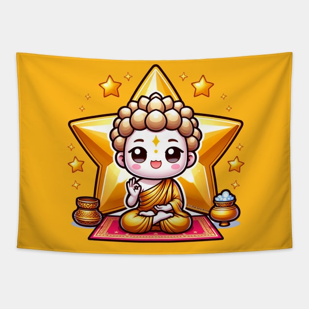 Vidyaraja Gold Buddah God Tapestry by Pickledjo