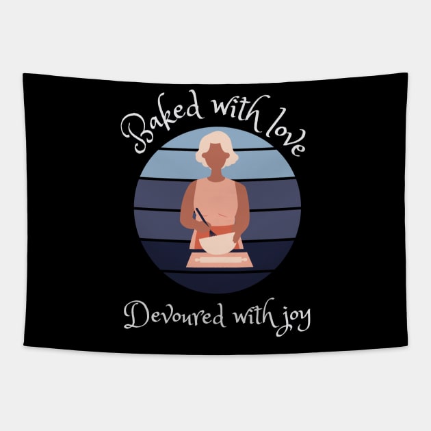 Baked with Love, Devoured with Joy || Bakery lover design Tapestry by TrendyEye