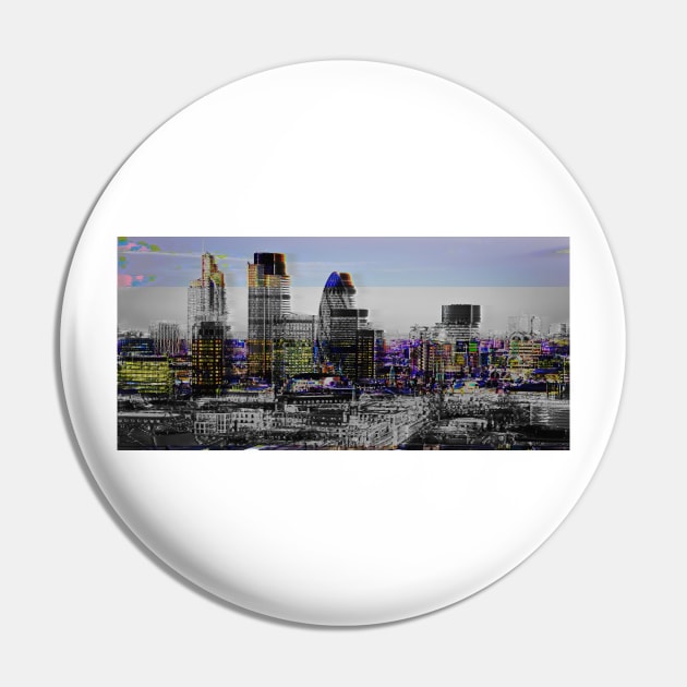 London Skyline Glitch Pin by brutalworld