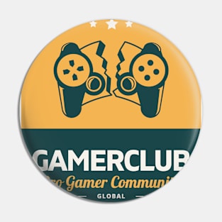 Gamer Club Cool Retro Design Gift for Gamers Pin